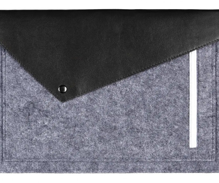 Чехол-конверт для Macbook 13 New фетровый из экокожи Black (GM13-13New)
