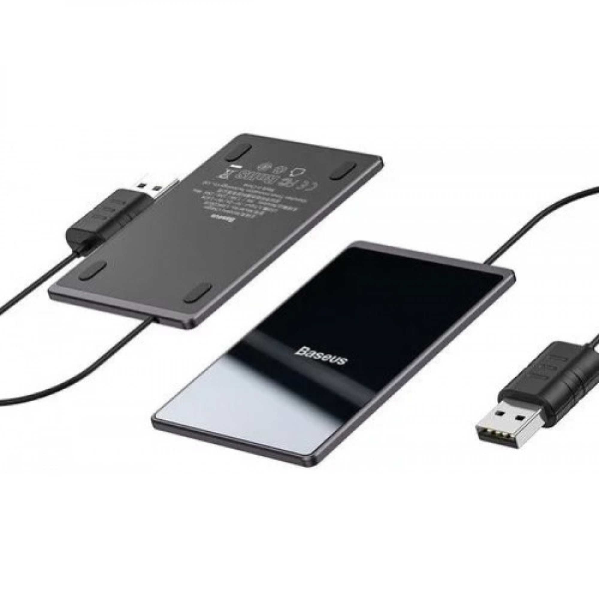 Беспроводное зарядное устройство Wireless Charger Baseus Card Ultra-Thin 15W with USB cable 1m Black (WX01B-01)