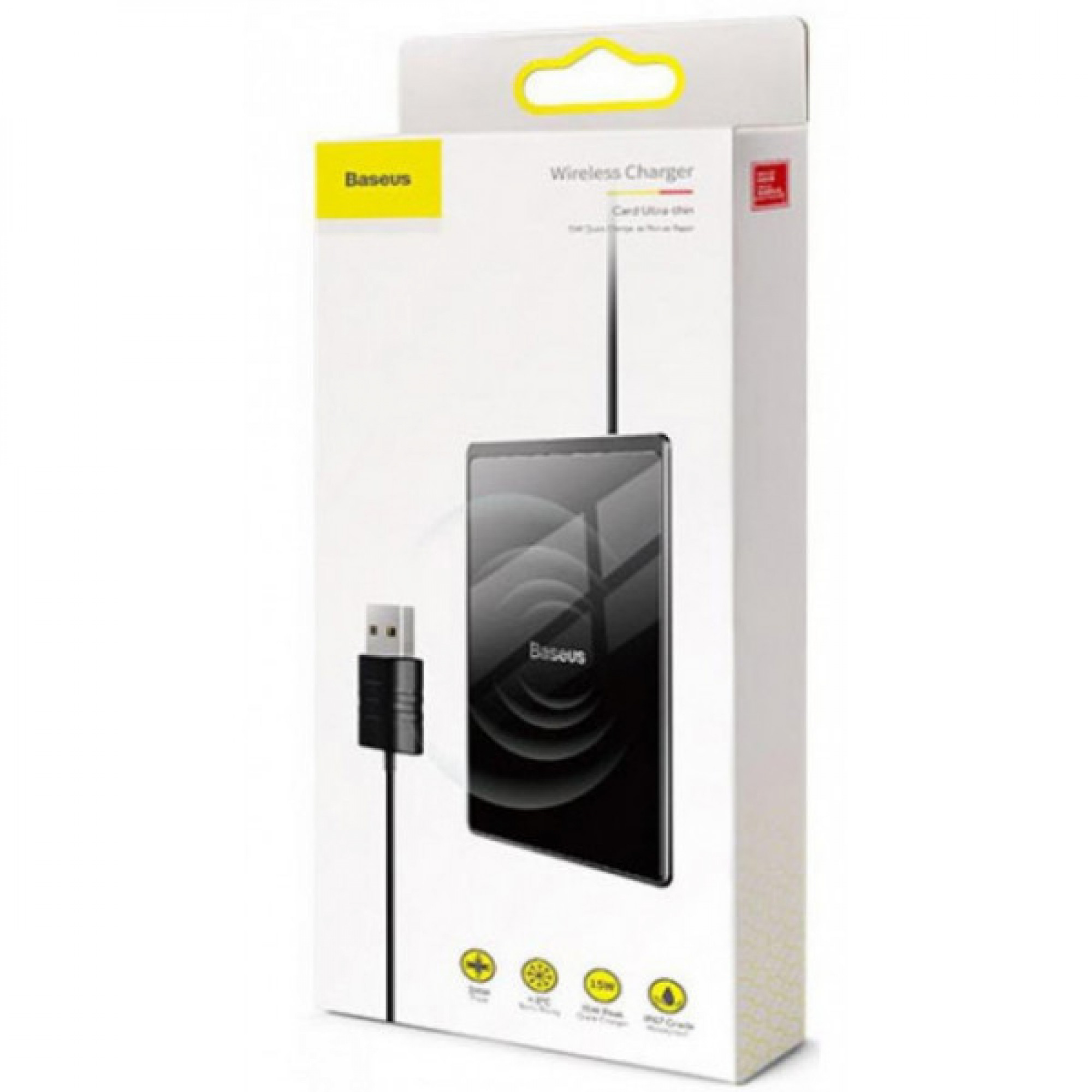 Беспроводное зарядное устройство Wireless Charger Baseus Card Ultra-Thin 15W with USB cable 1m Black (WX01B-01)