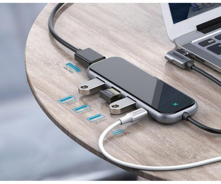 Хаб Baseus Multi-functional Type-C to 3xUSB3.0+HD4K+PD (CAHUB-BZ0G)