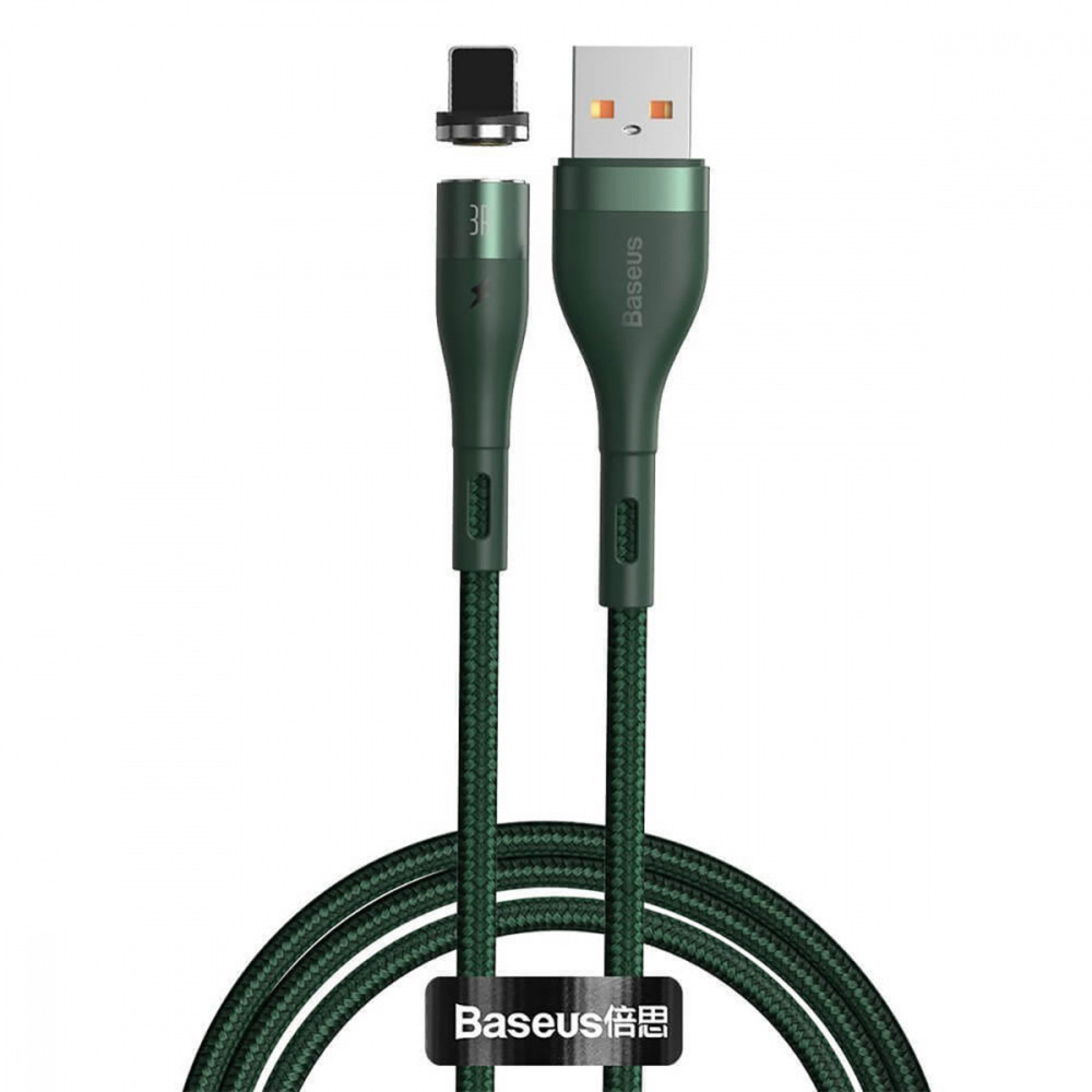 Кабель Baseus Zinc Magnetic Safe Fast Lightning 2.4A 1m Green (CALXC-K06)