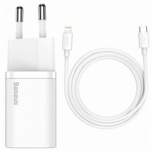 СЗУ 1Type-c Baseus Super Si 20w + Cable Type-c to Lihting ( TZCCSUP-B02) White