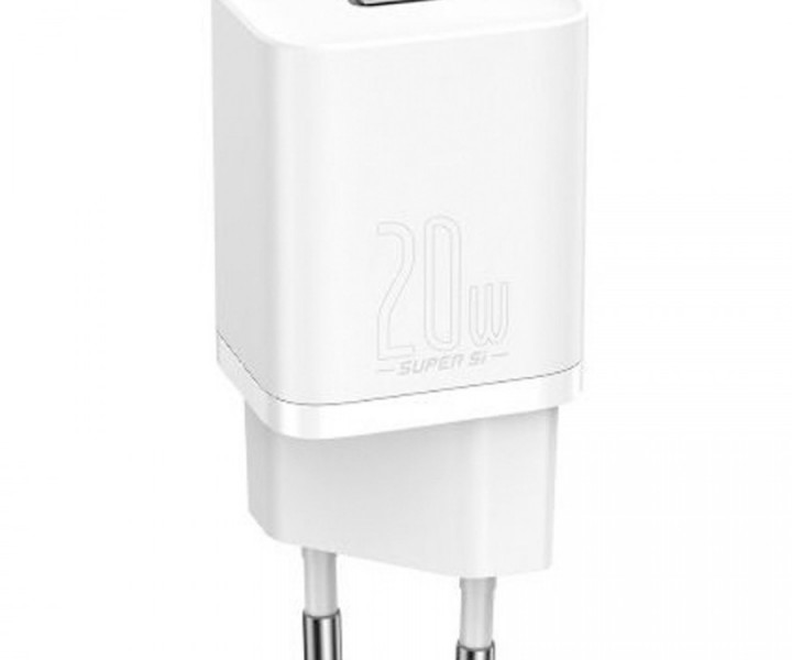 СЗУ 1Type-c Baseus Super Si 20w + Cable Type-c to Lihting ( TZCCSUP-B02) White