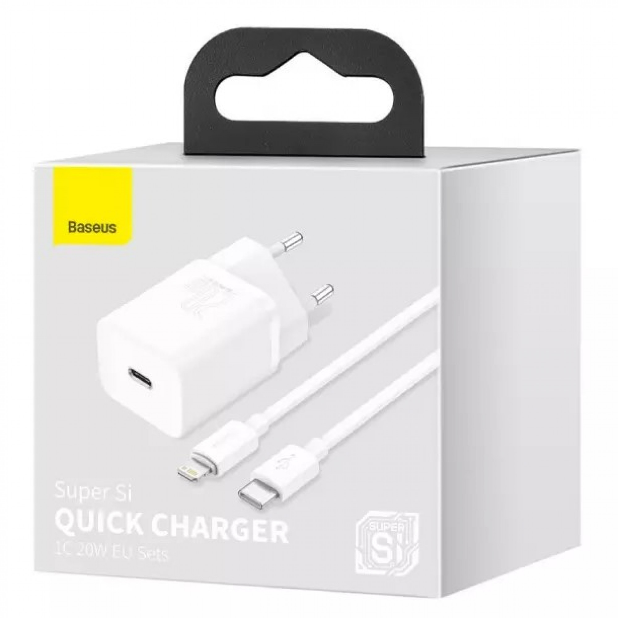 СЗУ 1Type-c Baseus Super Si 20w + Cable Type-c to Lihting ( TZCCSUP-B02) White