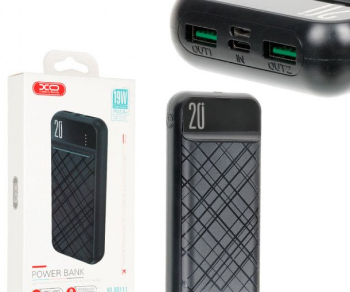 Внешний аккумулятор Powerbank XO PR111 20000 mAh PD+QC 3.0 18W Black