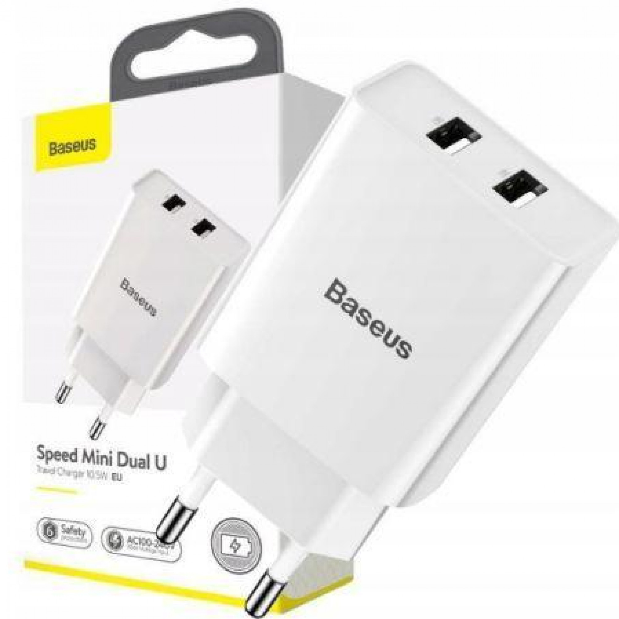 СЗУ Baseus Speed Mini Dual U Charger 10.5W 2USB (white)