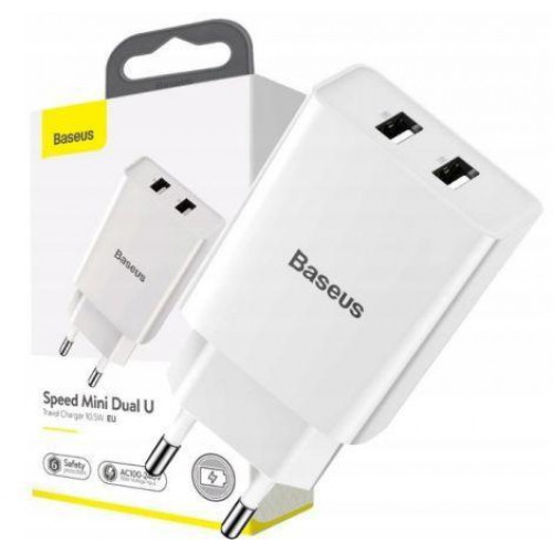 СЗУ Baseus Speed Mini Dual U Charger 10.5W 2USB (white)