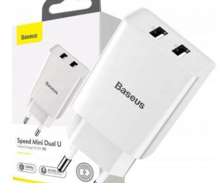 СЗУ Baseus Speed Mini Dual U Charger 10.5W 2USB (white)