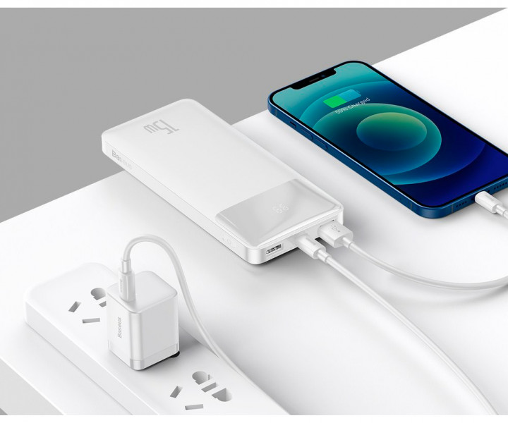 Внешний аккумулятор Baseus Bipow Digital Display 10000 mAh 15W White (PPDML-I02)