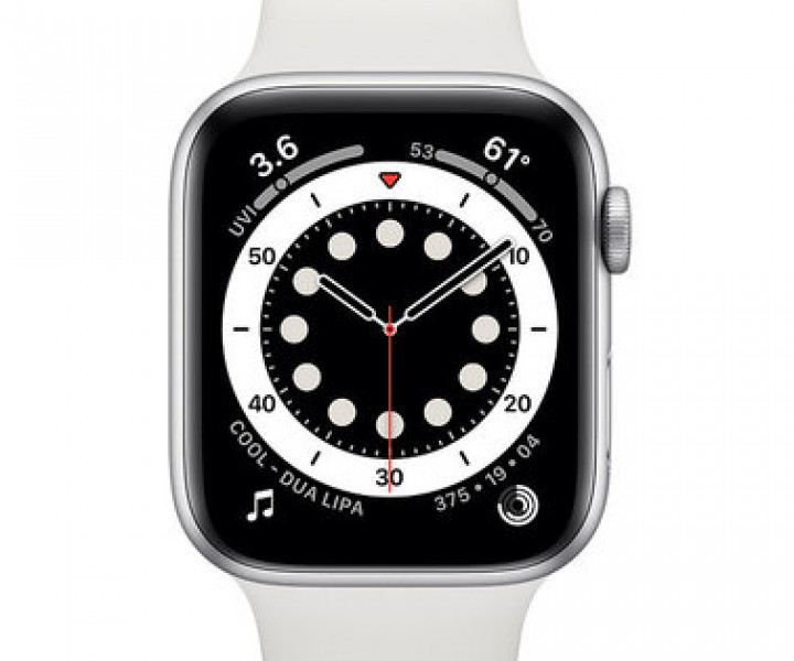 Apple Watch Series 6 GPS 44mm (GPS+LTE) Silver Aluminum Case with White Sport Band (M07F3 / MG2C3)
