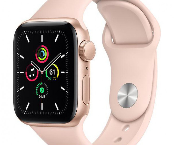 Apple Watch SE GPS 44mm Gold Aluminum Case w. Pink Sand Sport B. (MYDR2) 