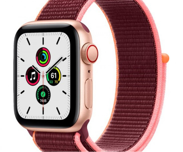 Apple Watch SE GPS + Cellular 40mm Gold Aluminum Case with Plum Sport L. (MYEC2)