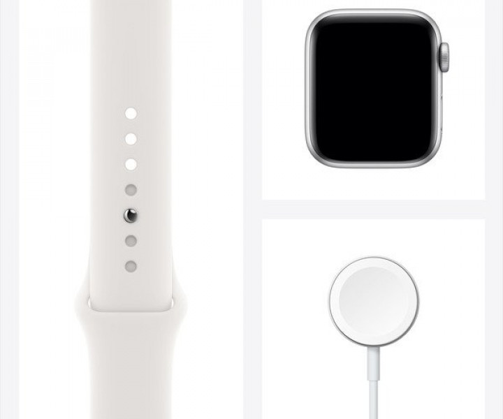 Apple Watch 6 40mm 4G Silver Stainless Steel Case with White Sport Band (M02U3, M06T3)