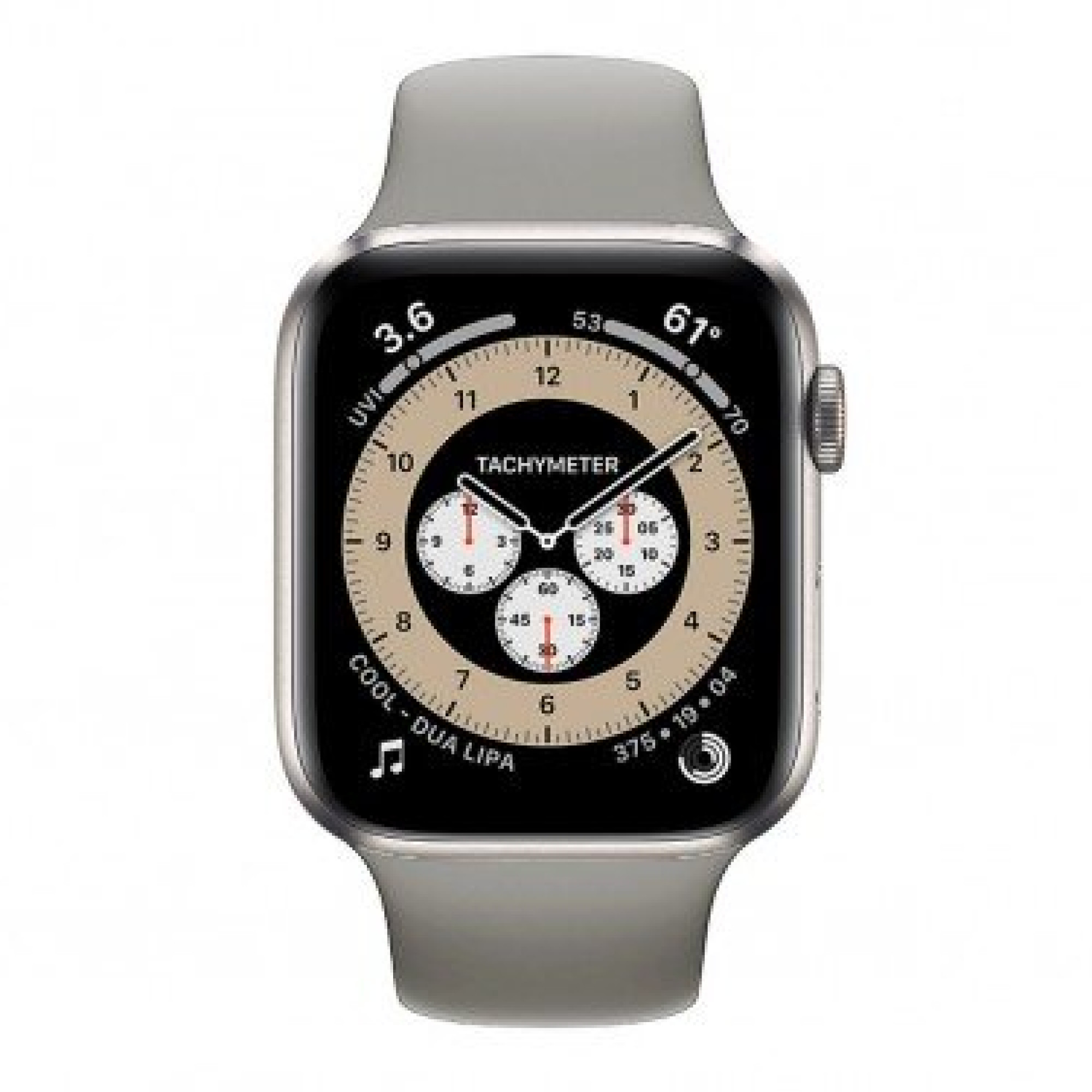 Apple Watch 6 4G 44mm Titanium Case with M/L Light Gray Sport Band (M0H23)
