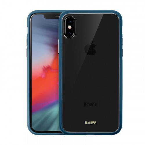 Чохол LAUT ACCENTS TEMPERED GLASS для iPhone X/XS Blue (LAUT_iP18-S_AC_BL)