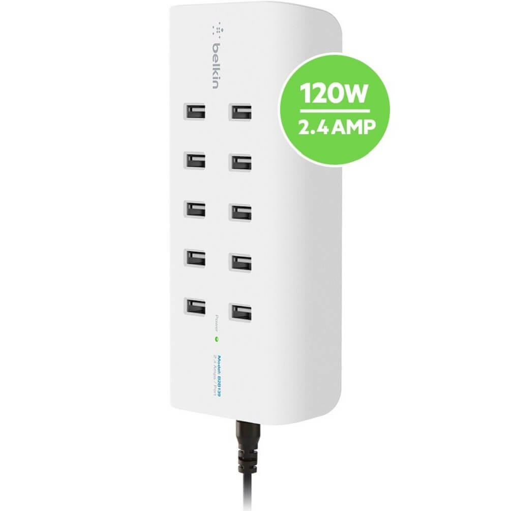 Belkin RockStar 10 Port USB-A Charger 2.4 Amp, 120W (B2B139vf)