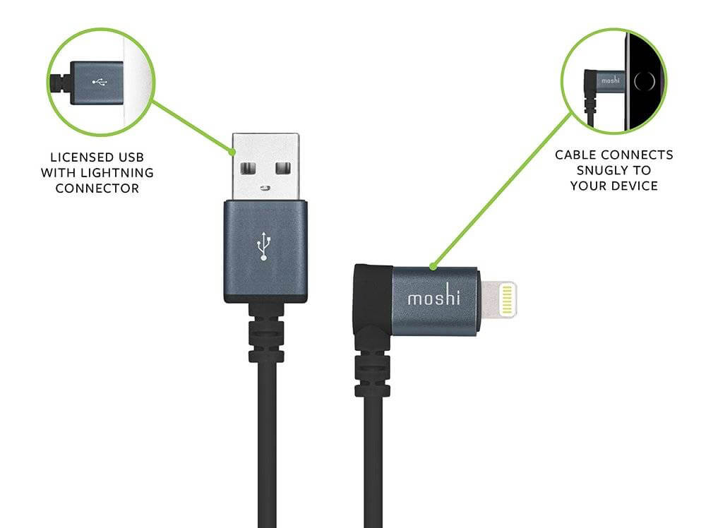 Moshi Lightning to USB Cable 90-degree