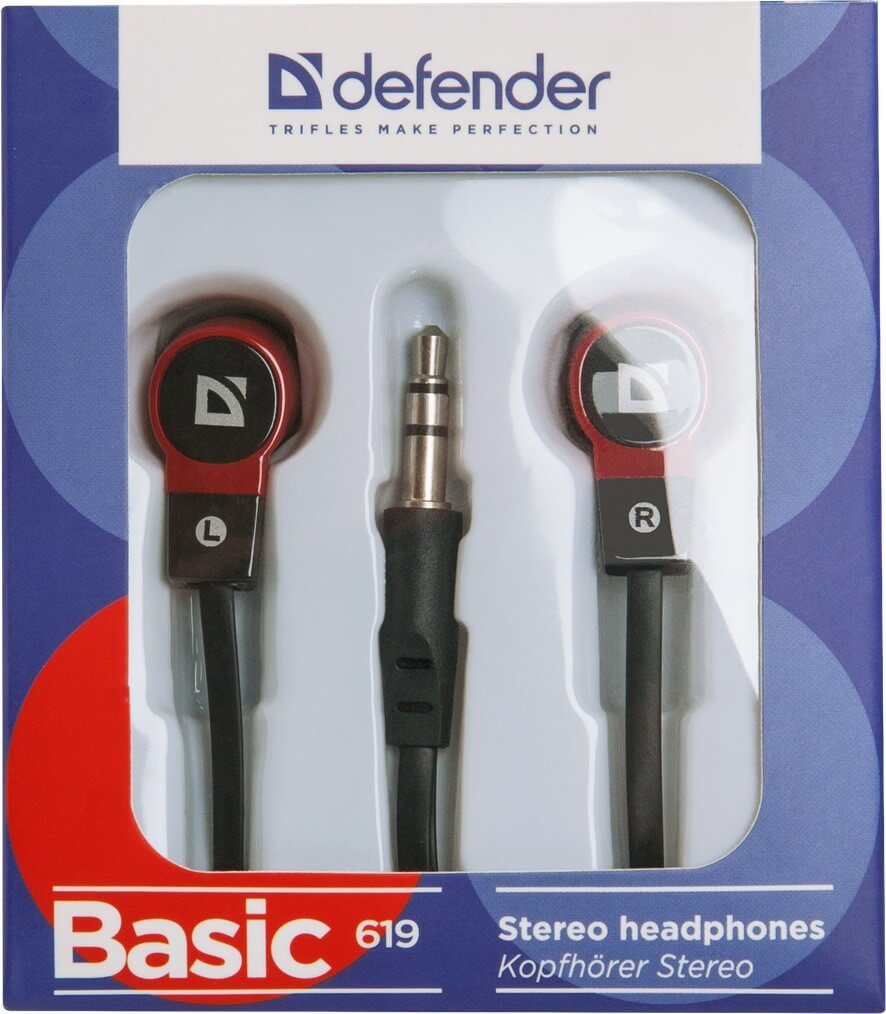 Наушники Defender Basic-619 Black/Red
