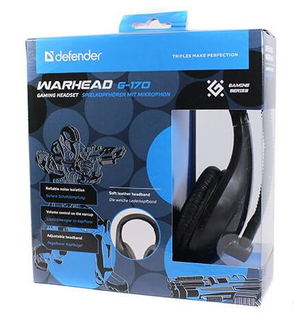 Навушники Defender Warhead G-170 Black, 2 x Mini jack (3.5 мм), накладні, регулятор гучності, кабель 2.5 м