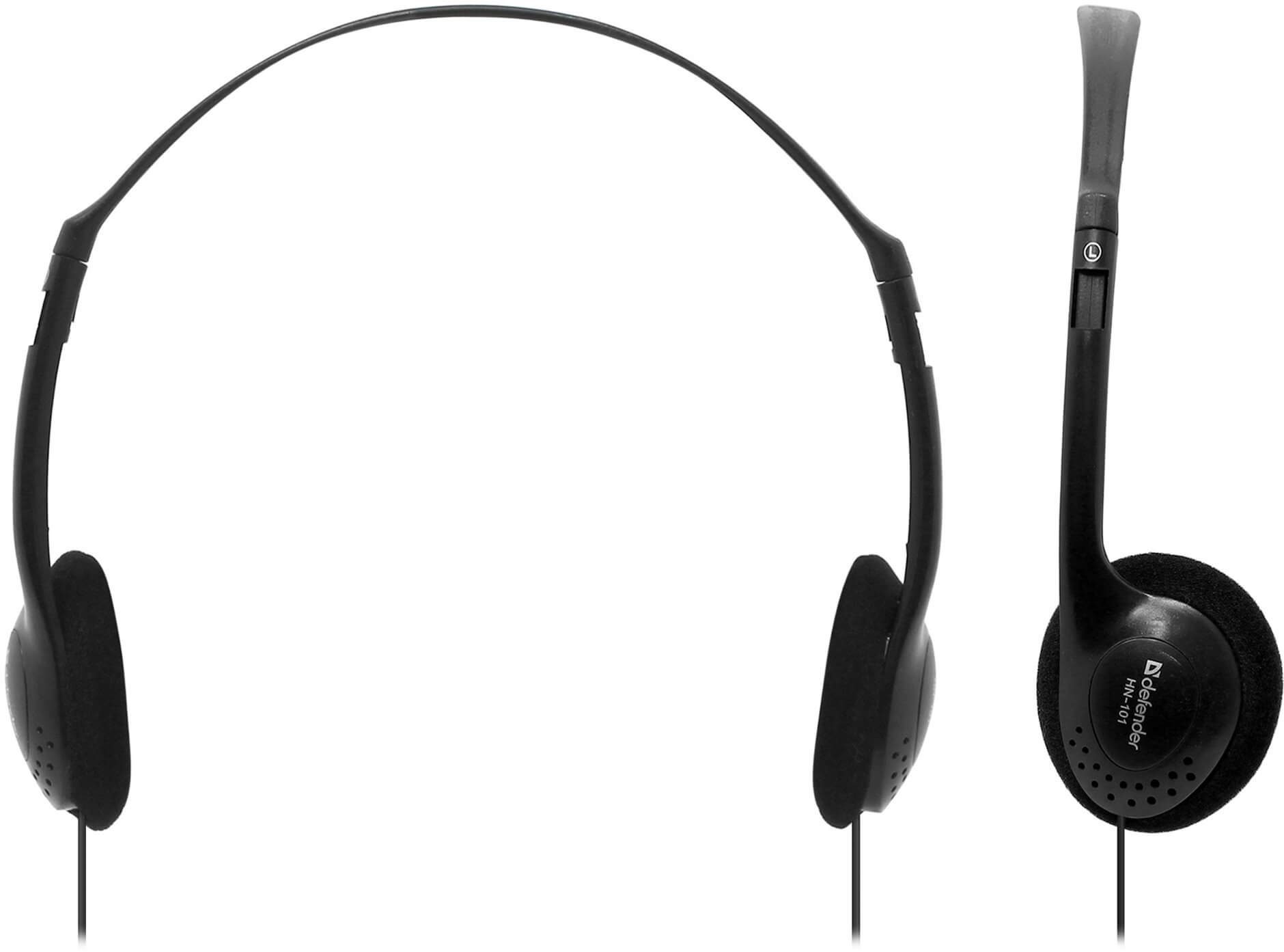 Наушники Defender HN-101 Black, Mini jack (3.5 mm), накладные, кабель 1.8m